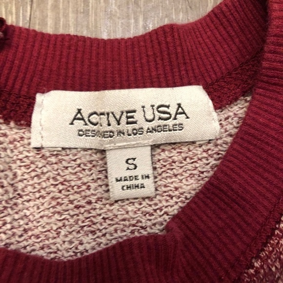 Active USA Cropped Sweatshirt Maroon/Pink Small - Picture 4 of 7